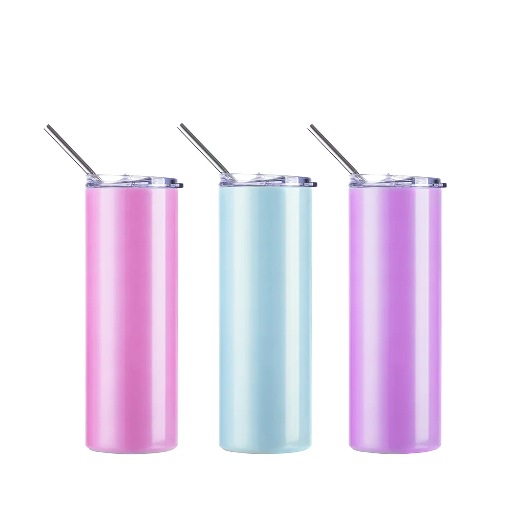 Color Changing Tumbler with Straw(20oz/600ml,Sublimation blank,White-Red) thumbnail 5