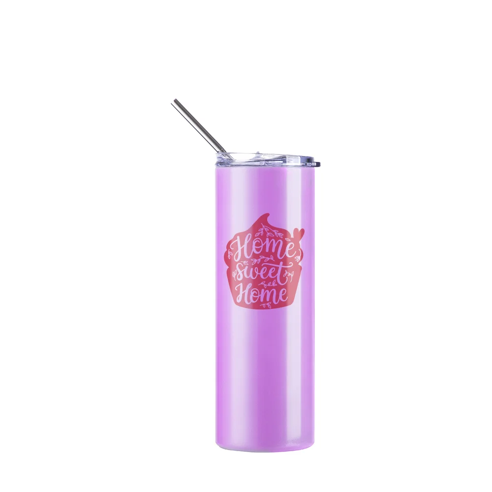 Color Changing Tumbler with Straw(20oz/600ml,Sublimation blank,White-Violet) thumbnail 3