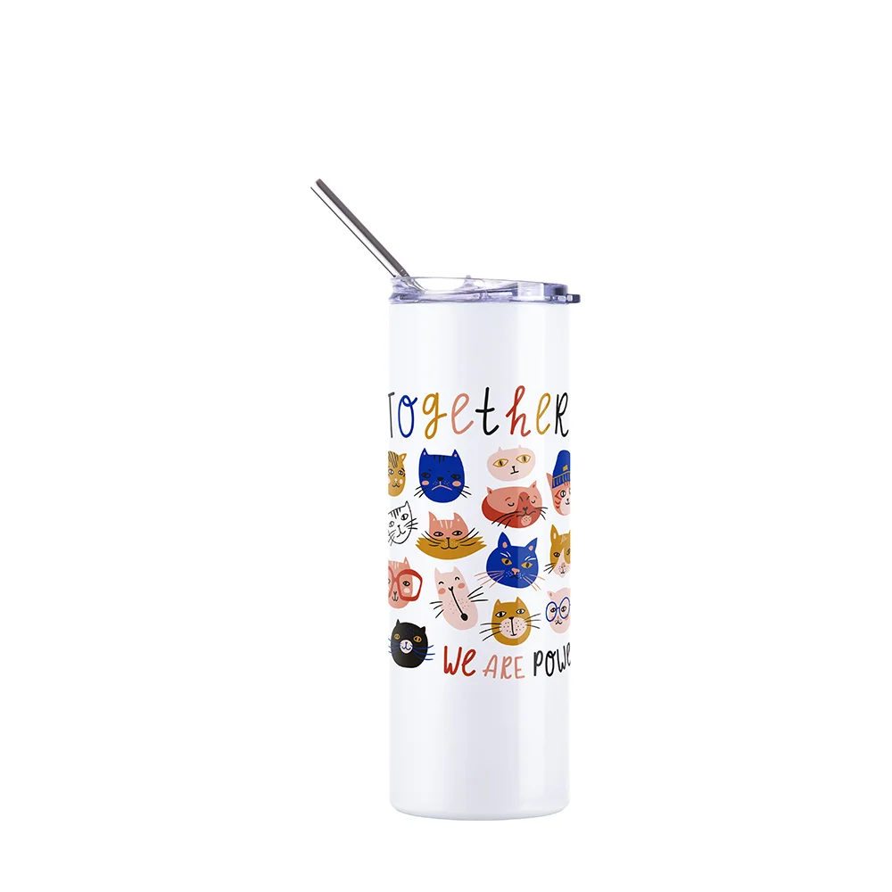 Color Changing Tumbler with Straw(20oz/600ml,Sublimation blank,White-Violet) thumbnail 7