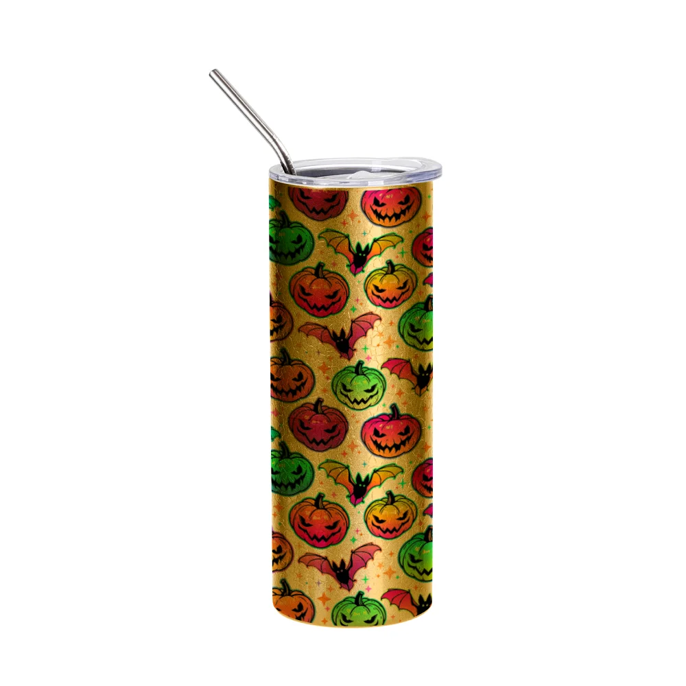 20oz/600ml Crackle Finish Stainless Steel Skinny Tumbler(Gold) thumbnail 2