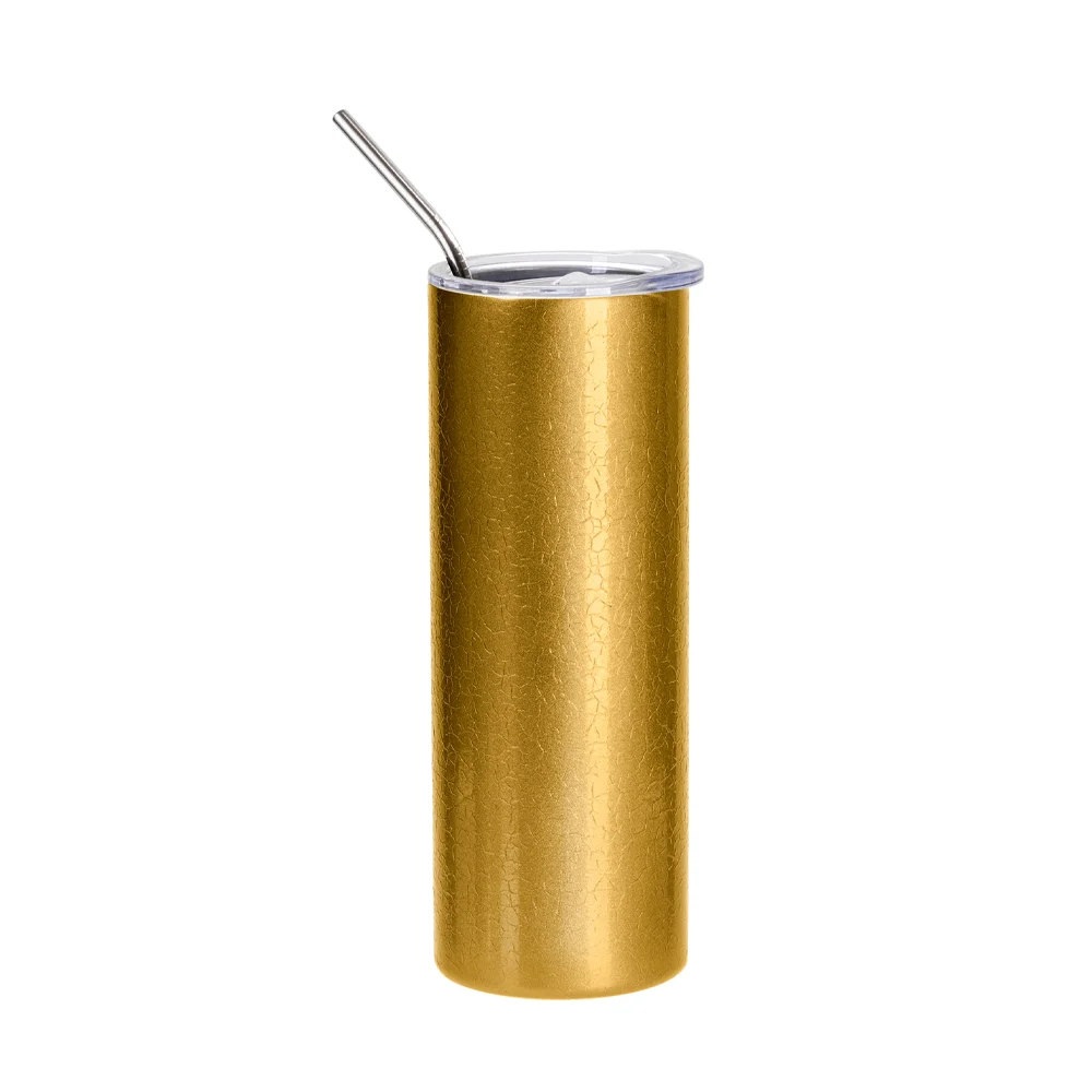 20oz/600ml Crackle Finish Stainless Steel Skinny Tumbler(Gold) thumbnail 1