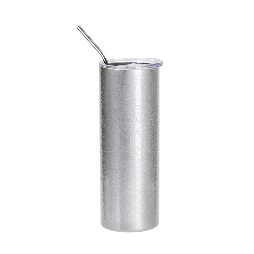 20oz/600ml Crackle Finish Stainless Steel Skinny Tumbler(Silver Grey) thumbnail 1
