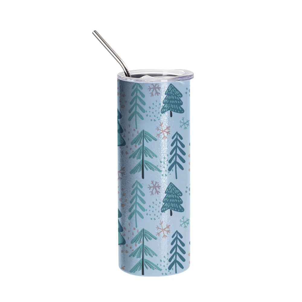 20oz/600ml Crackle Finish Stainless Steel Skinny Tumbler(Light Blue) thumbnail 2