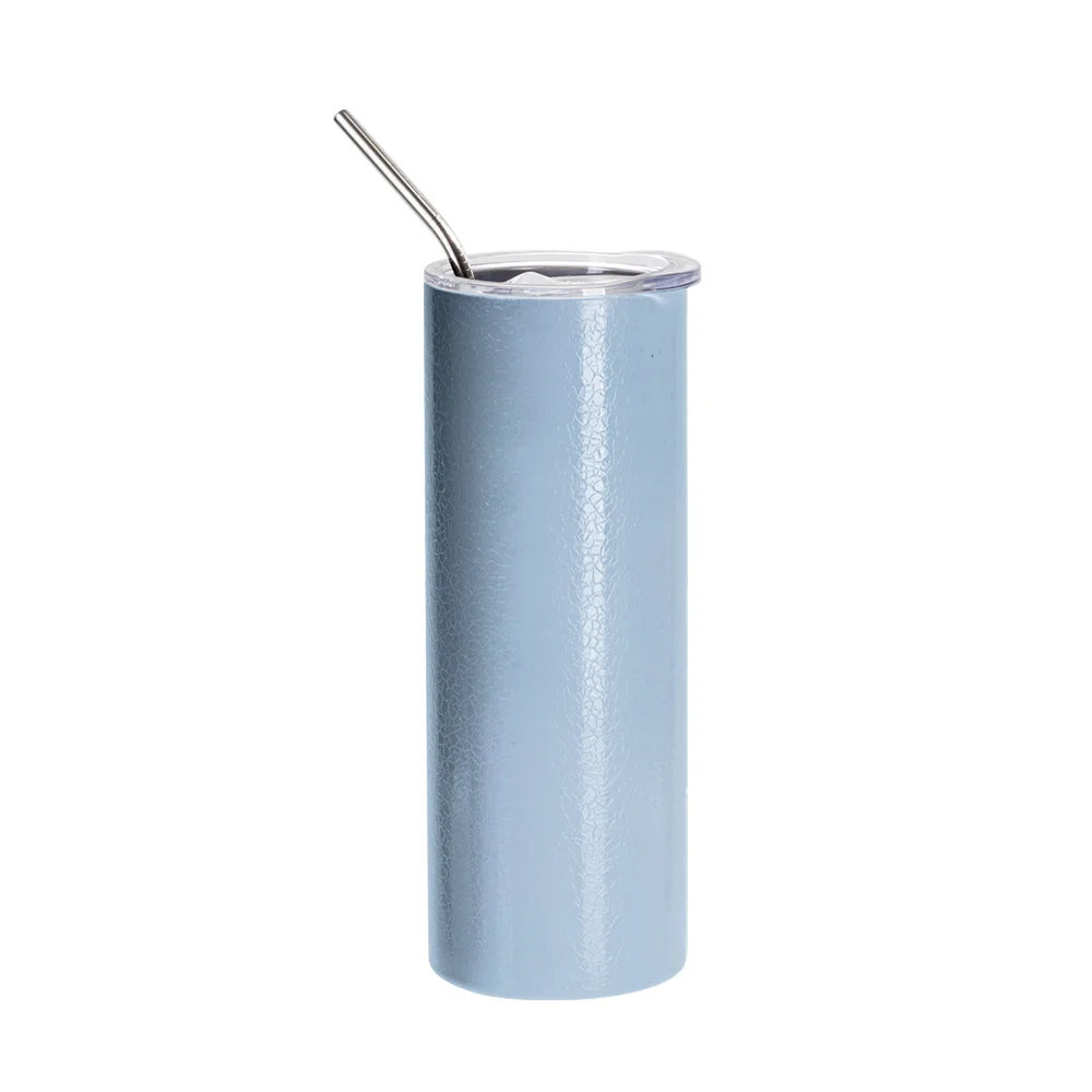 20oz/600ml Crackle Finish Stainless Steel Skinny Tumbler(Light Blue) thumbnail 1