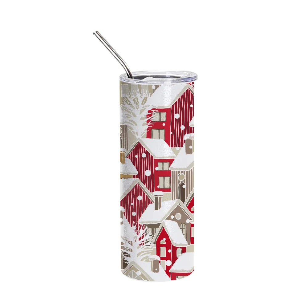20oz/600ml Crackle Finish Stainless Steel Skinny Tumbler(White) thumbnail 2