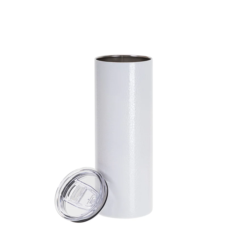 20oz/600ml Crackle Finish Stainless Steel Skinny Tumbler(White) thumbnail 5