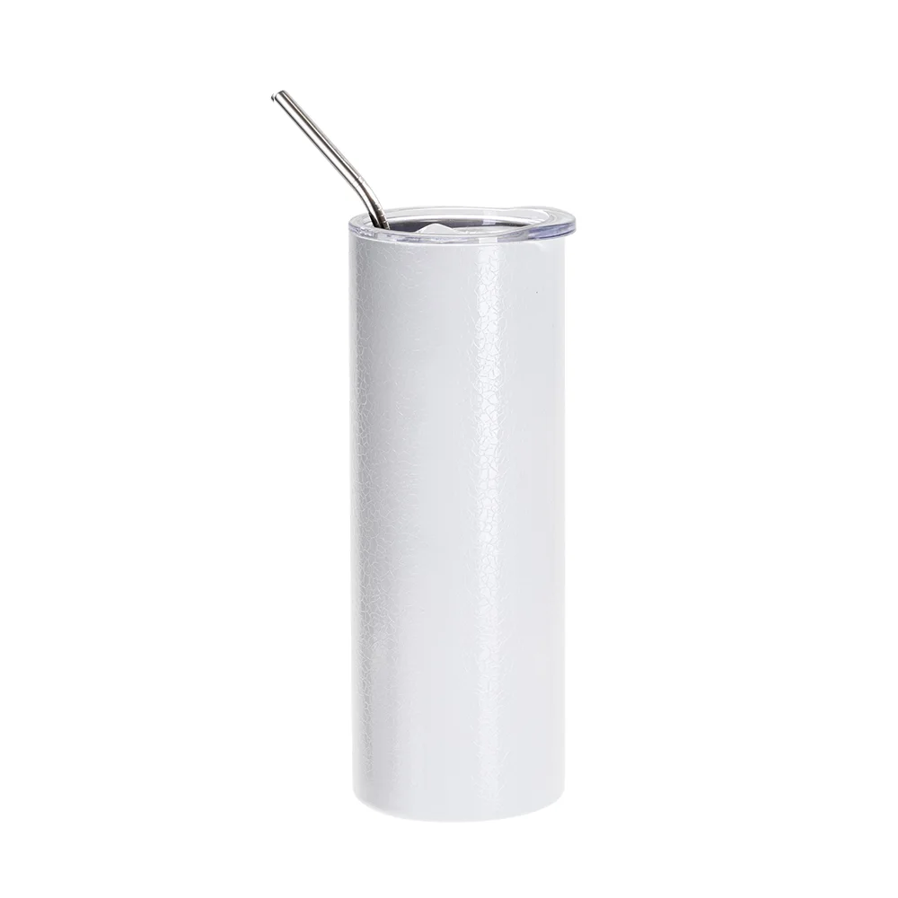 20oz/600ml Crackle Finish Stainless Steel Skinny Tumbler(White) thumbnail 1
