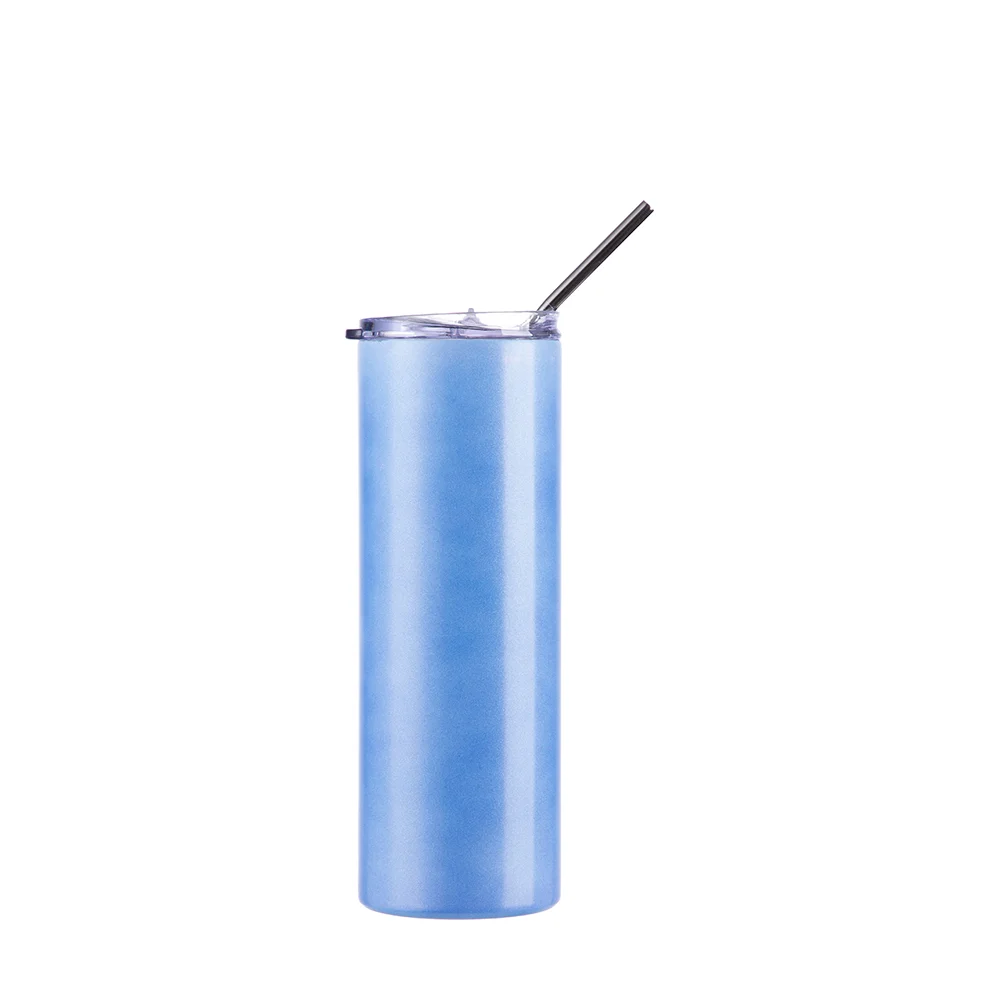 Chameleon Skinny Tumbler with Straw (20oz/600ml,Blue-Pink) thumbnail 3