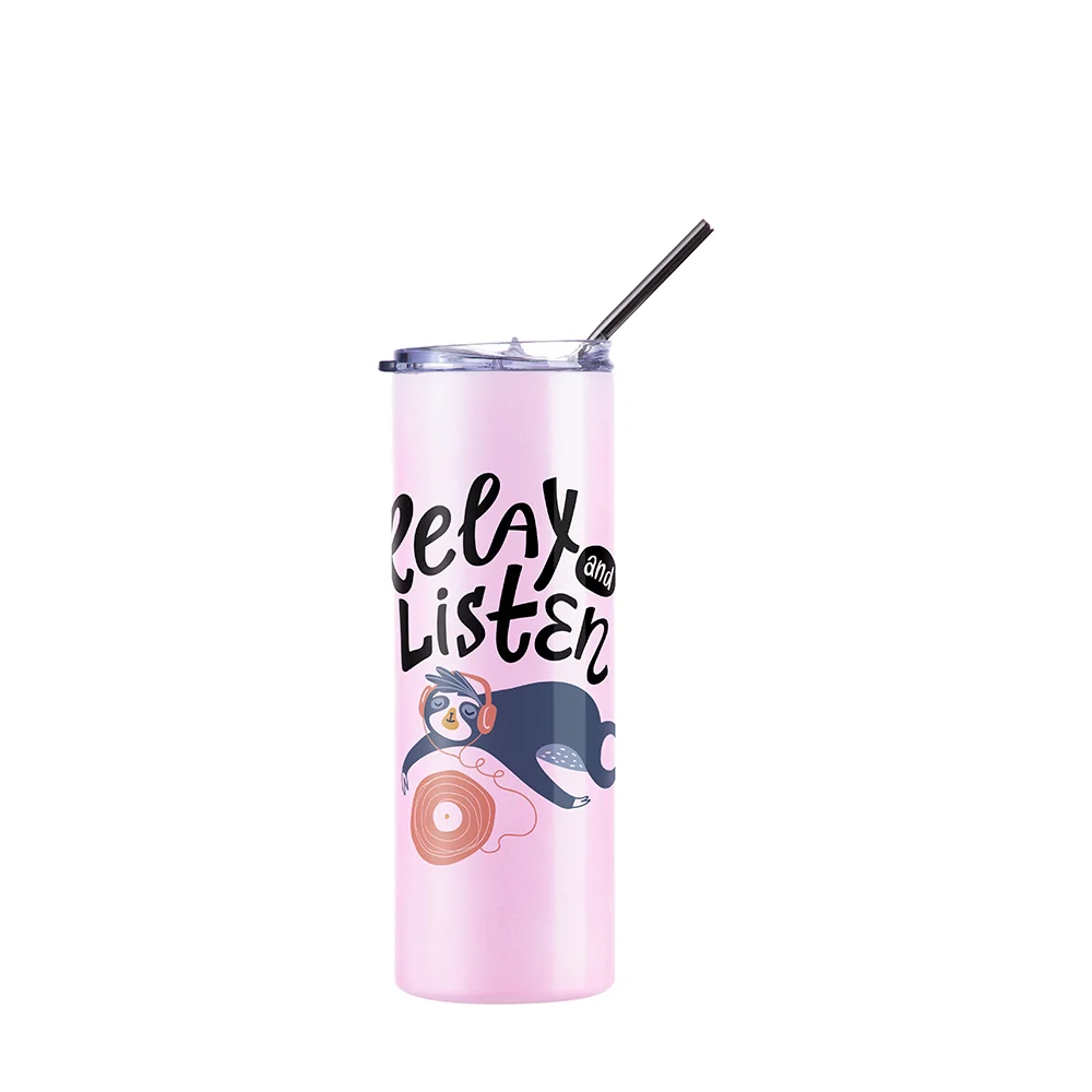 Chameleon Skinny Tumbler with Straw (20oz/600ml,Blue-Pink) thumbnail 4
