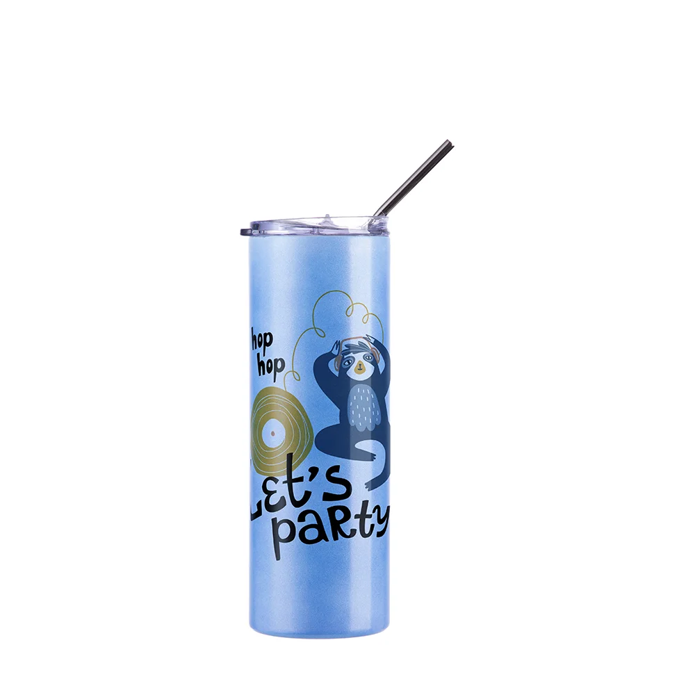 Chameleon Skinny Tumbler with Straw (20oz/600ml,Blue-Pink) thumbnail 6