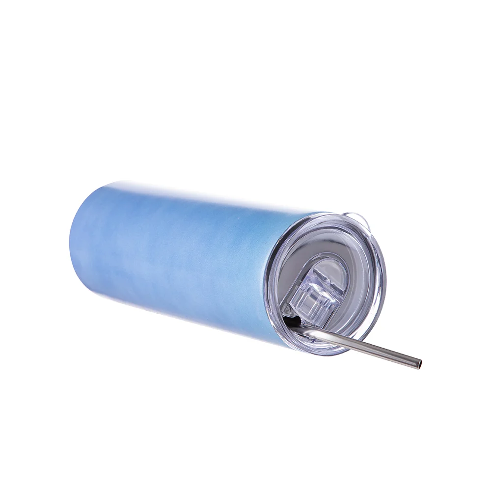 Chameleon Skinny Tumbler with Straw (20oz/600ml,Blue-Pink) thumbnail 7