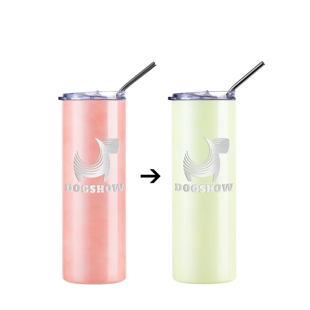 Chameleon Skinny Tumbler with Straw (20oz/600ml,Orange-Yellow) thumbnail 7