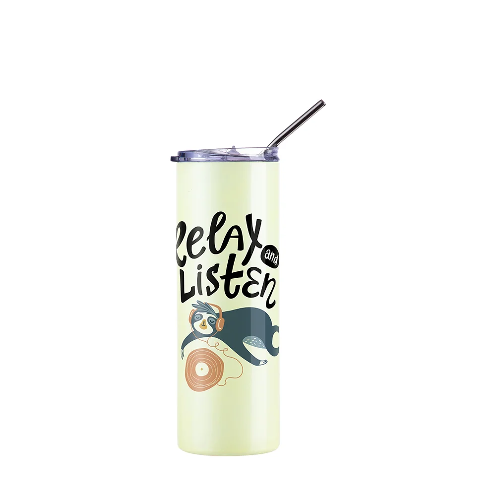 Chameleon Skinny Tumbler with Straw (20oz/600ml,Orange-Yellow) thumbnail 11