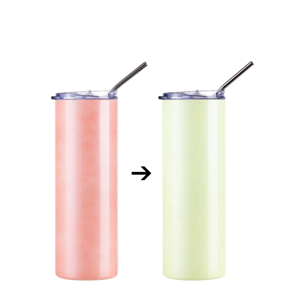Chameleon Skinny Tumbler with Straw (20oz/600ml,Orange-Yellow) thumbnail 1