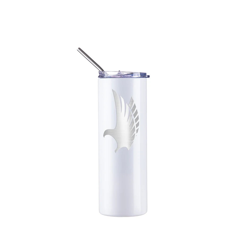 Luminous Skinny Tumbler with Straw (20oz/600ml,White-Green) thumbnail 6