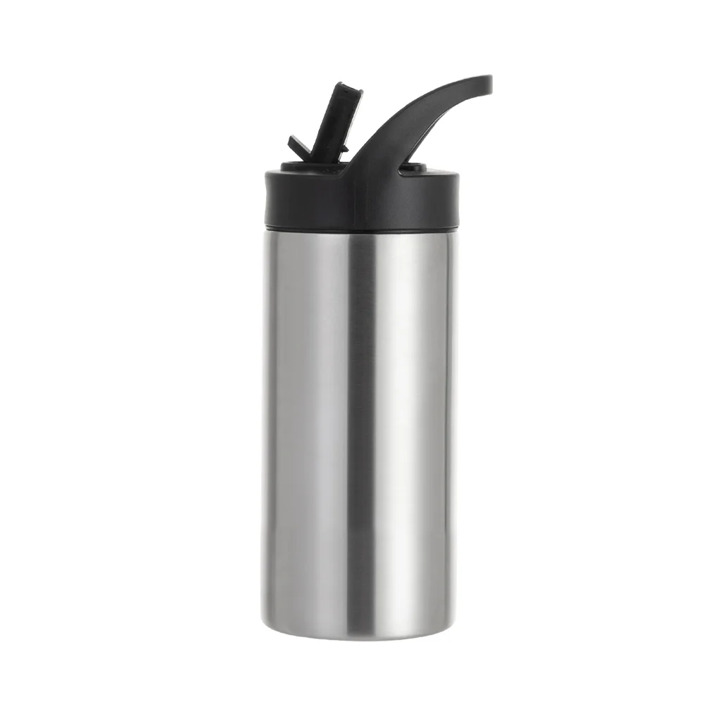 16OZ 480ml Stainless Steel Sublimation Skinny Tumbler with Portable Straw Lid (Silver) thumbnail 3
