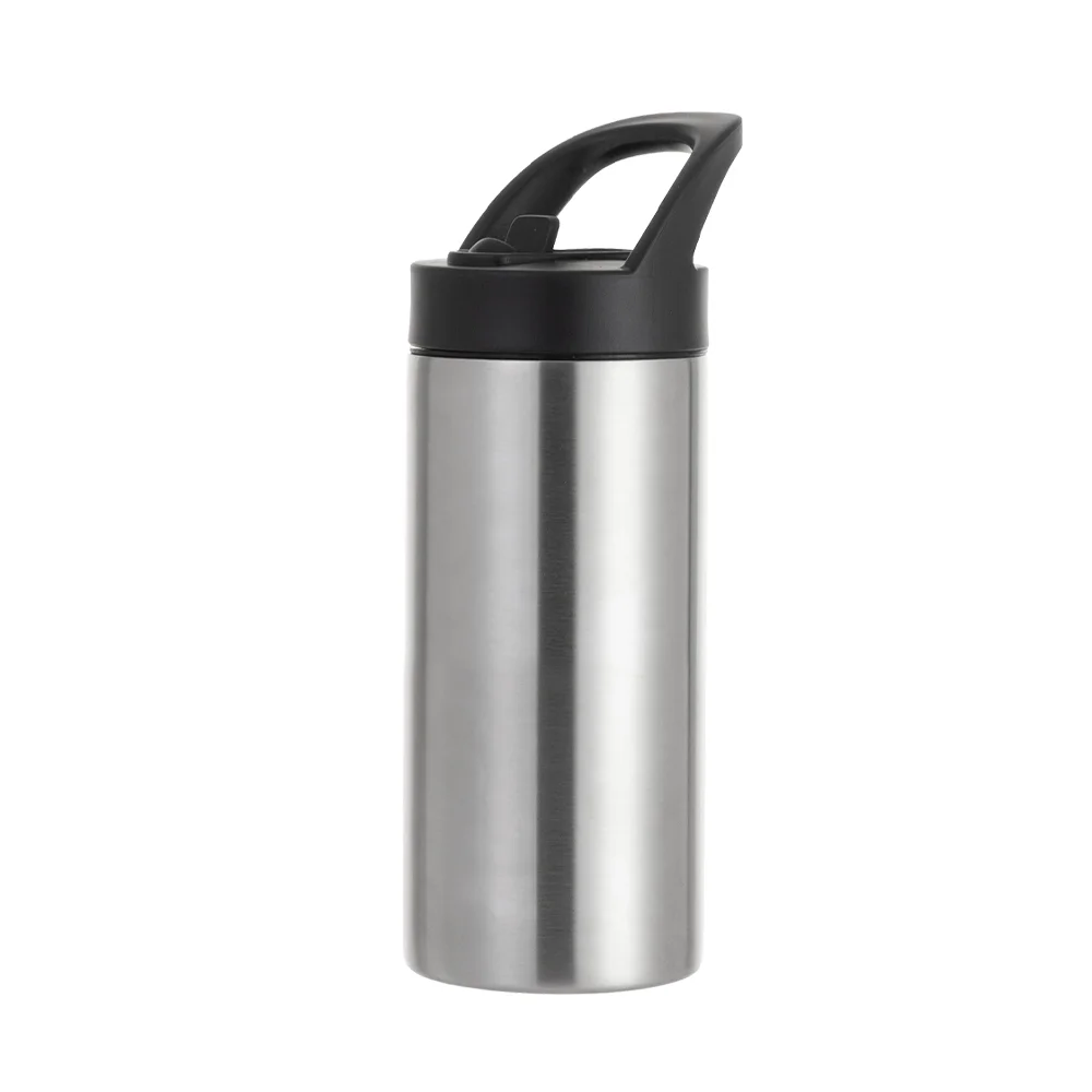 16OZ 480ml Stainless Steel Sublimation Skinny Tumbler with Portable Straw Lid (Silver) thumbnail 1