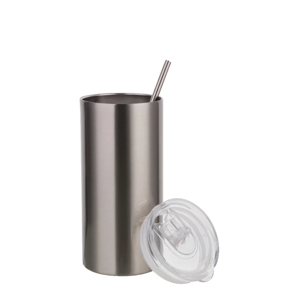 16OZ 480ml Stainless Steel Tumbler with Straw & Lid (Silver) thumbnail 4