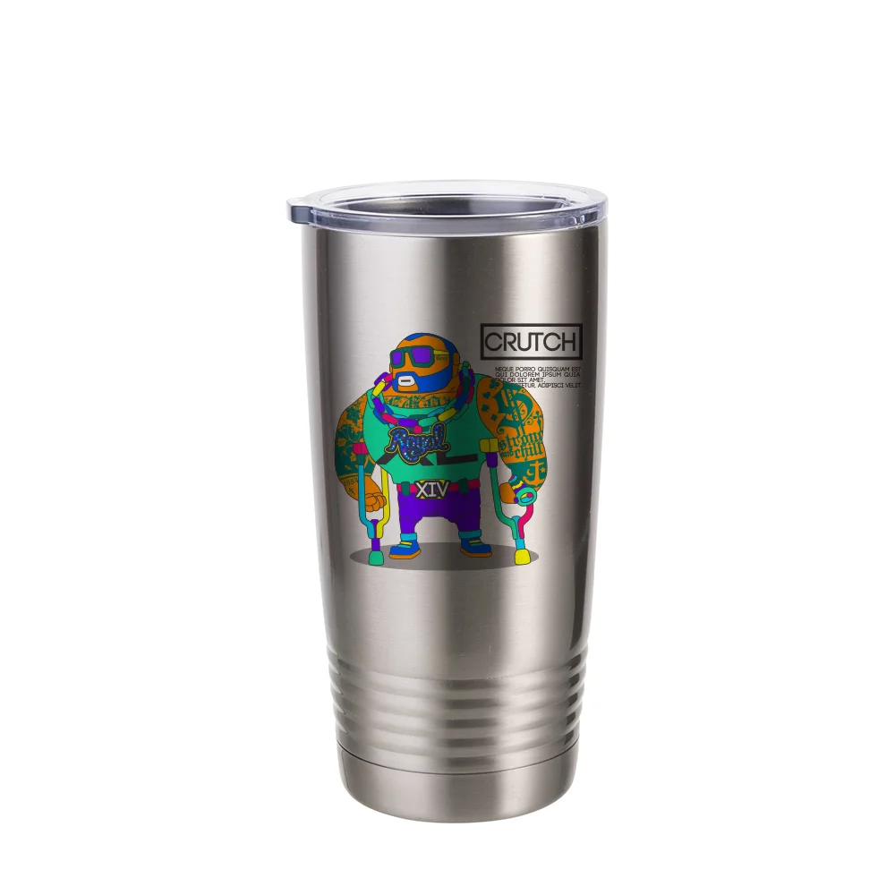 20oz/600ml Stainless Steel Tumbler with Ringneck Grip thumbnail 3