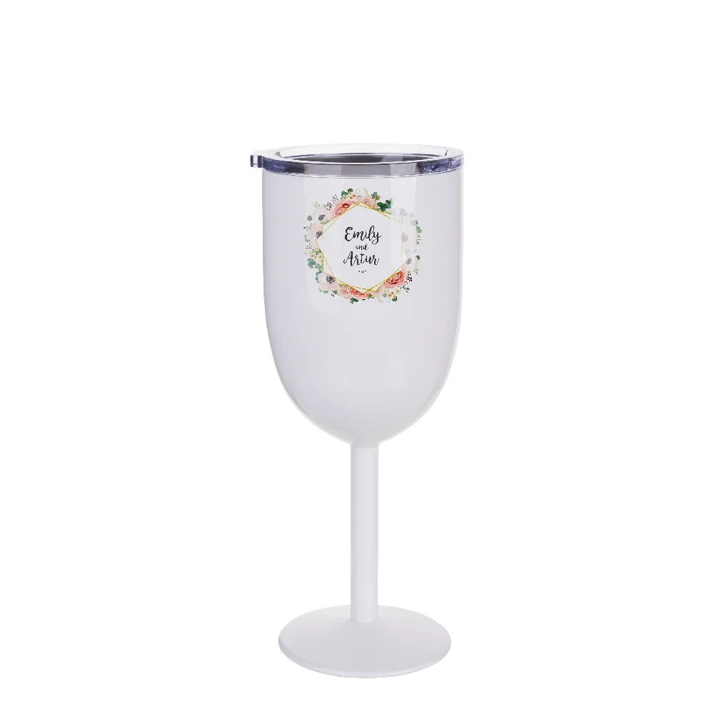 Sublimation Blank 350ml Stainless Steel Wine Glass(White)