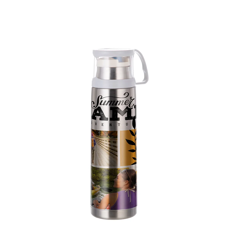 500ml Stainless Steel Flask withtransparent Lid(Silver) thumbnail 2