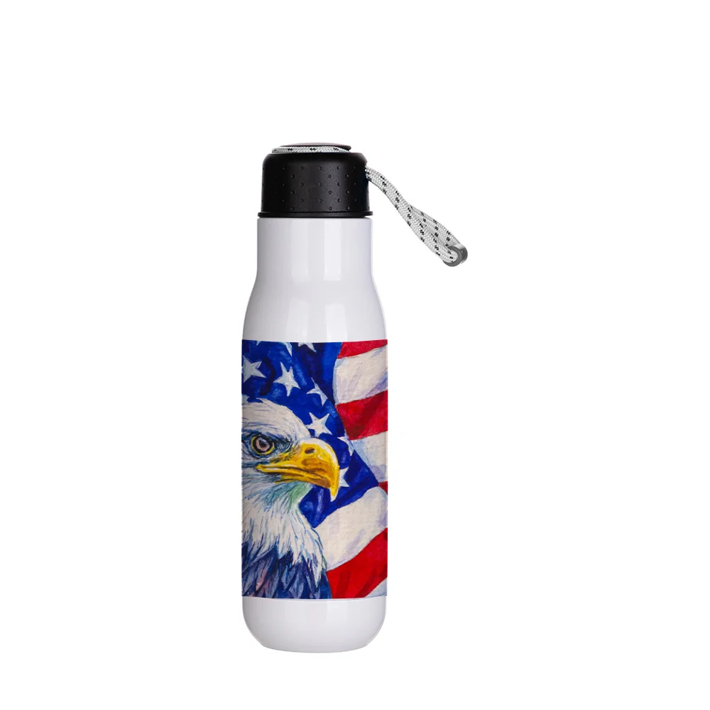 17OZ/500ml Stainless Steel Bottle with Portable Lid(White) thumbnail 2