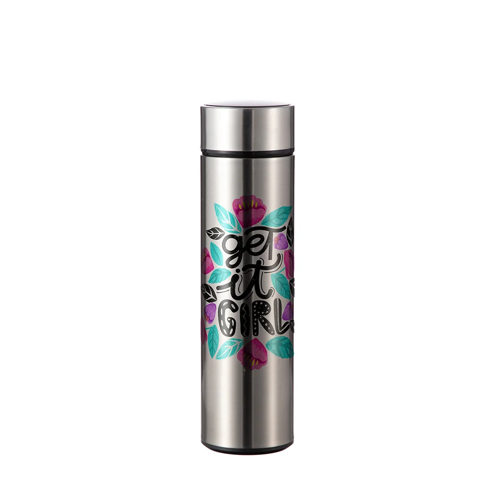 16OZ 450ml Smart Stainless Steel Flask with Temperature Display (Silver) thumbnail 2