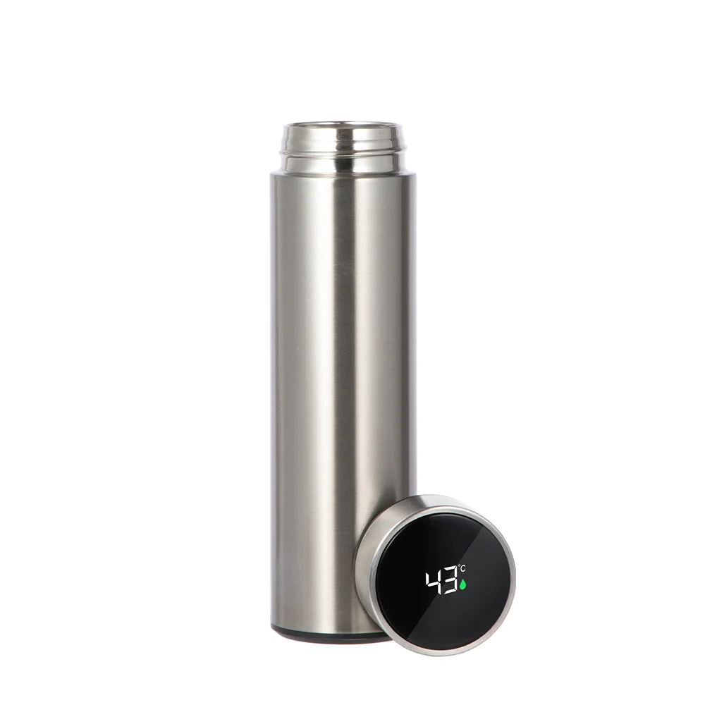 16OZ 450ml Smart Stainless Steel Flask with Temperature Display (Silver) thumbnail 1