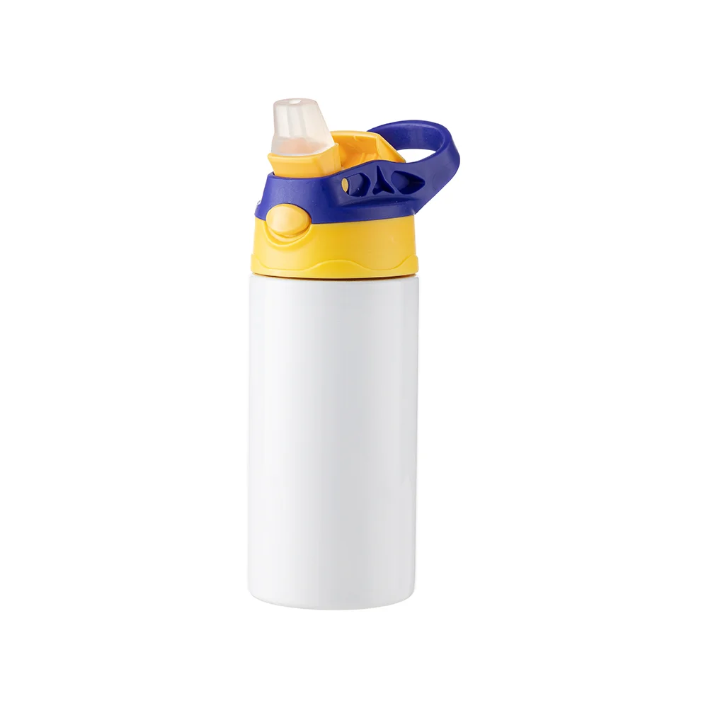 12OZ 360ml Kids Stainless Steel Bottle With Silicon Straw & Blue Cap(White) thumbnail 5