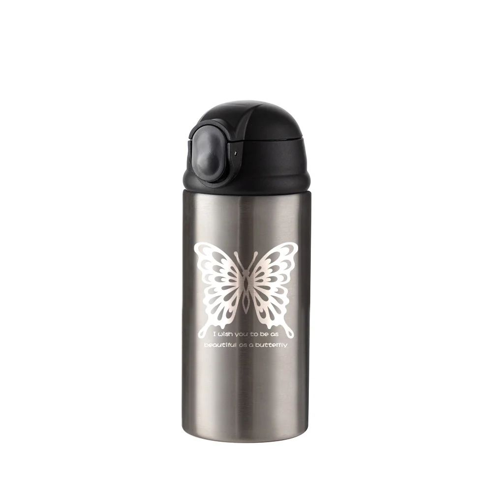 12oz/360ml Kids Stainless Steel Bottle (Plain, Stainless steel) thumbnail 2