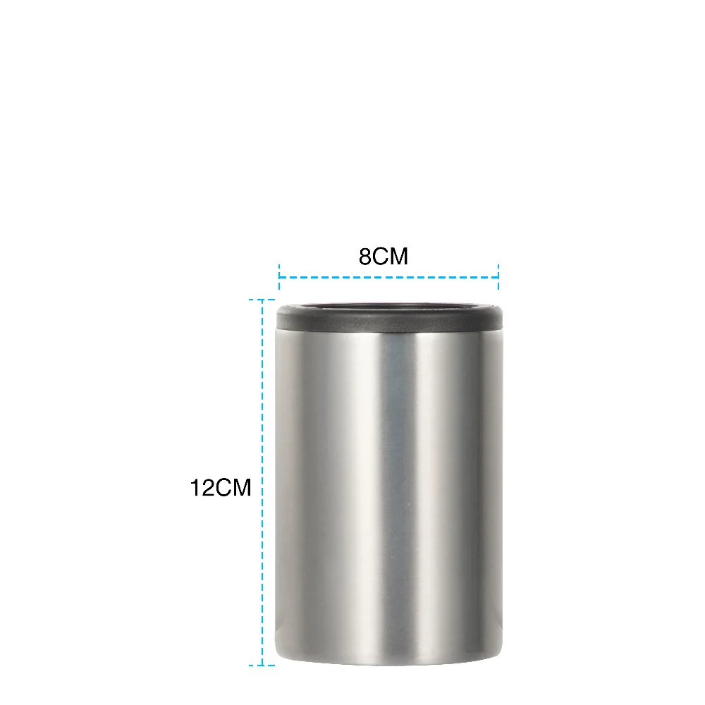 330ml Sublimation Can Insulator Silver Stainless Steel Short Can Cooler thumbnail 3