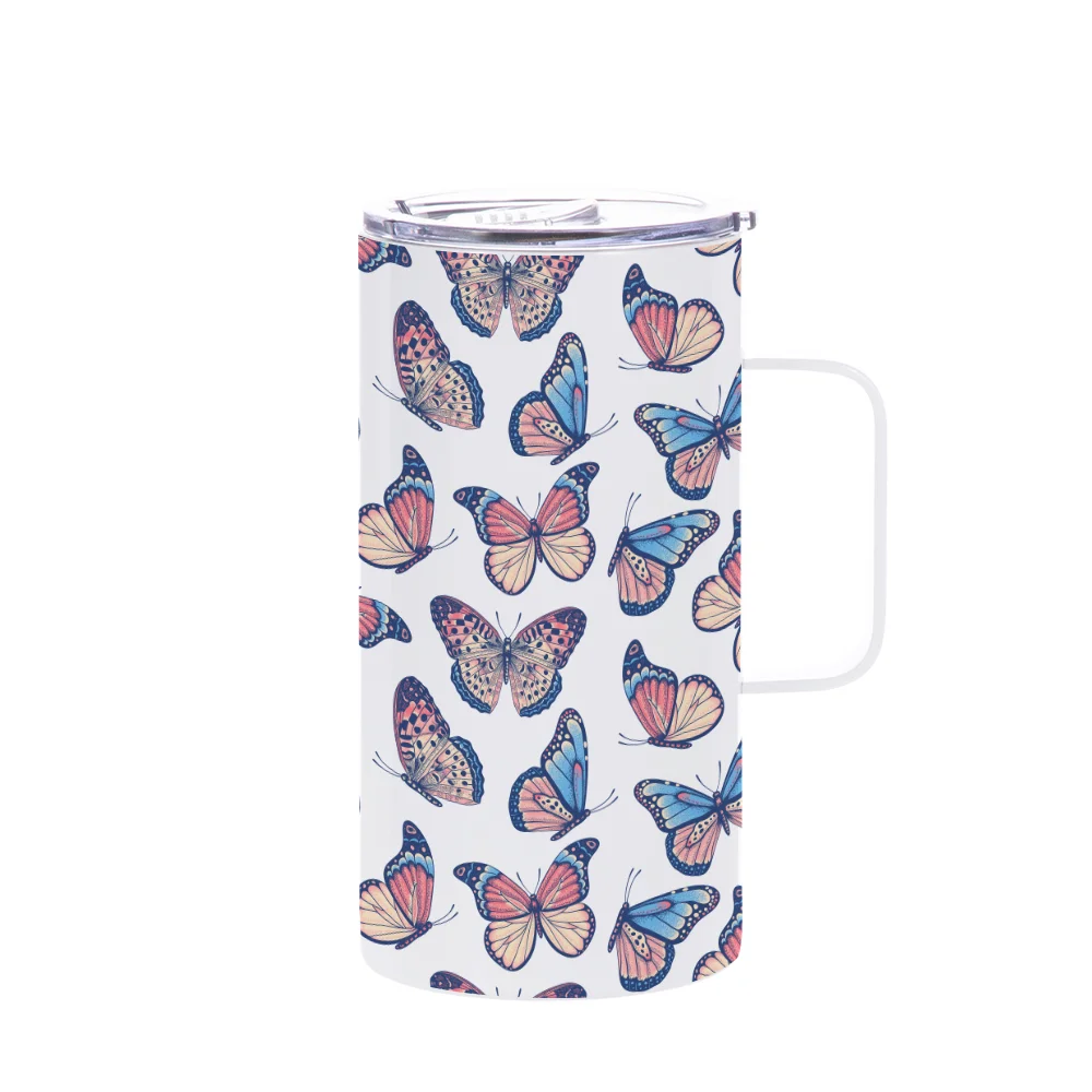 20oz/600ml Tumbler Mug with Handle & Slide Lid(White) thumbnail 2
