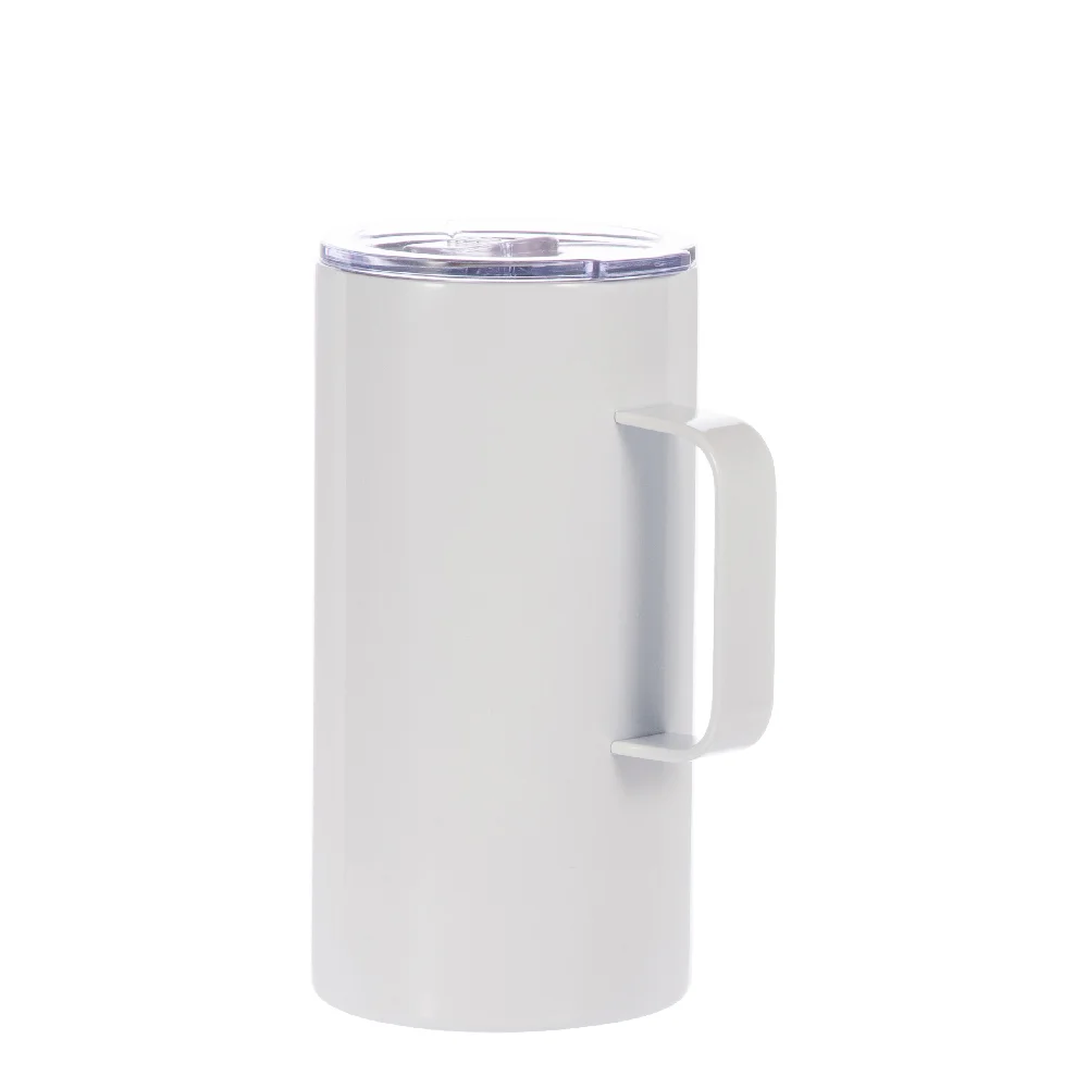 20oz/600ml Tumbler Mug with Handle & Slide Lid(White) thumbnail 3