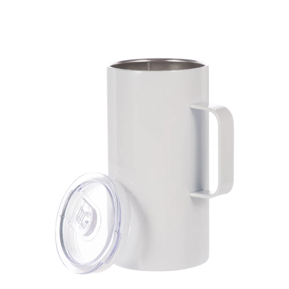 20oz/600ml Tumbler Mug with Handle & Slide Lid(White) thumbnail 4