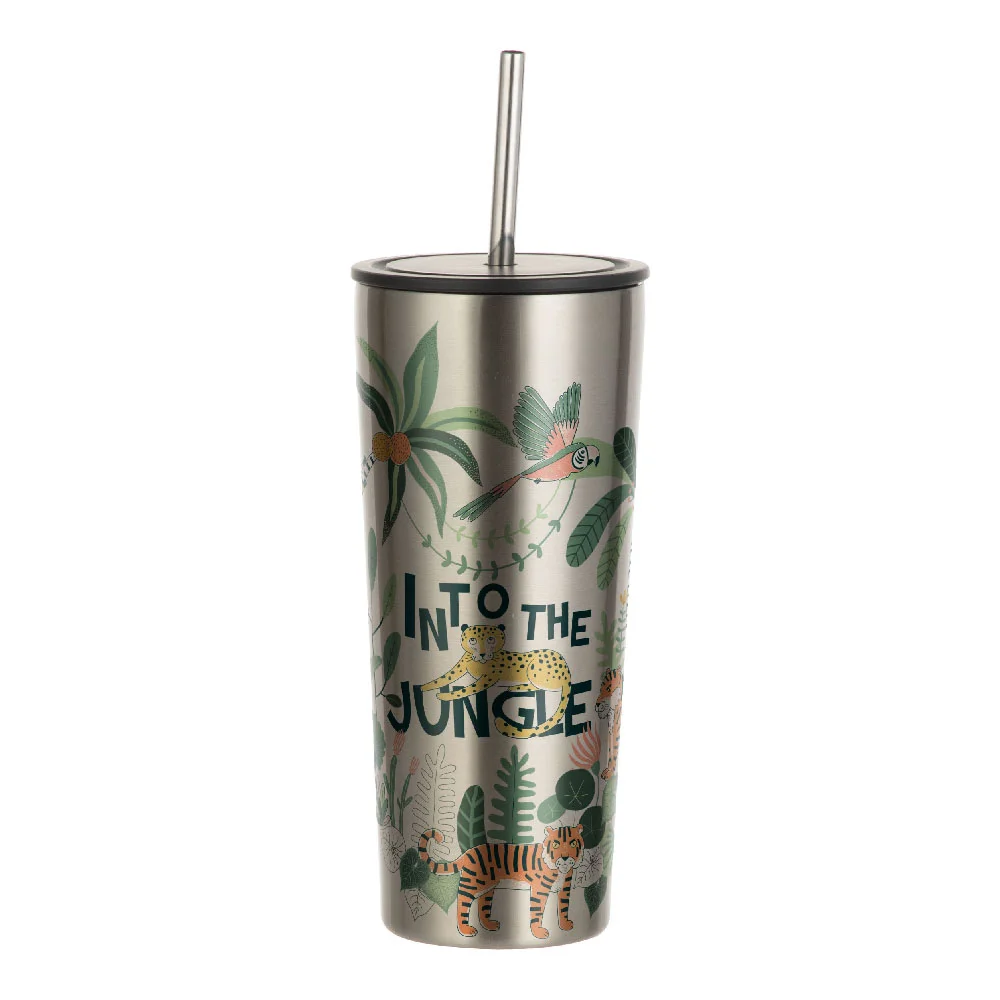 22oz/650ml Sublimation Stainless Steel Tumbler with Lid and Straw (Silver) thumbnail 2