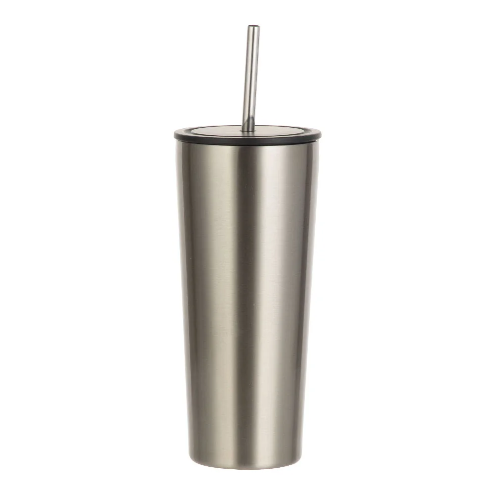 22oz/650ml Sublimation Stainless Steel Tumbler with Lid and Straw (Silver) thumbnail 1