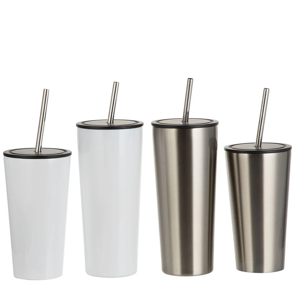 22oz/650ml Sublimation Stainless Steel Tumbler  with Lid and Straw (White) thumbnail 4
