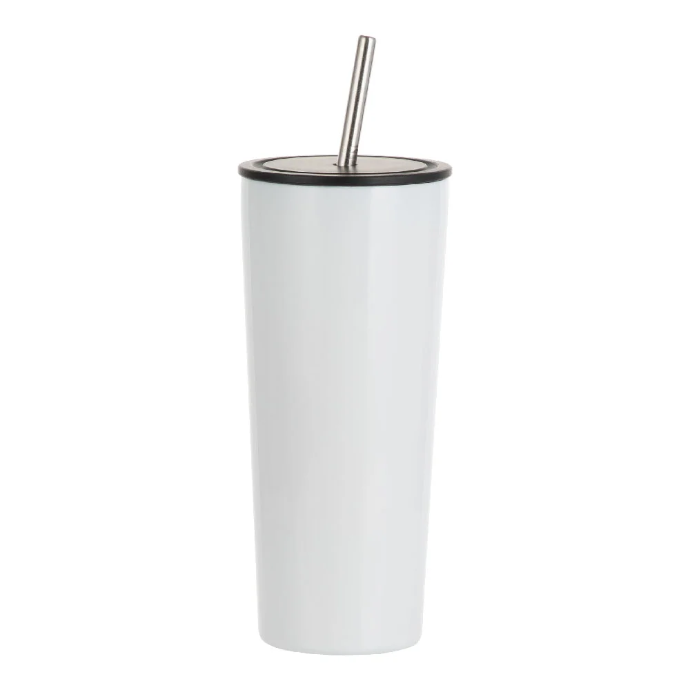 22oz/650ml Sublimation Stainless Steel Tumbler  with Lid and Straw (White) thumbnail 1