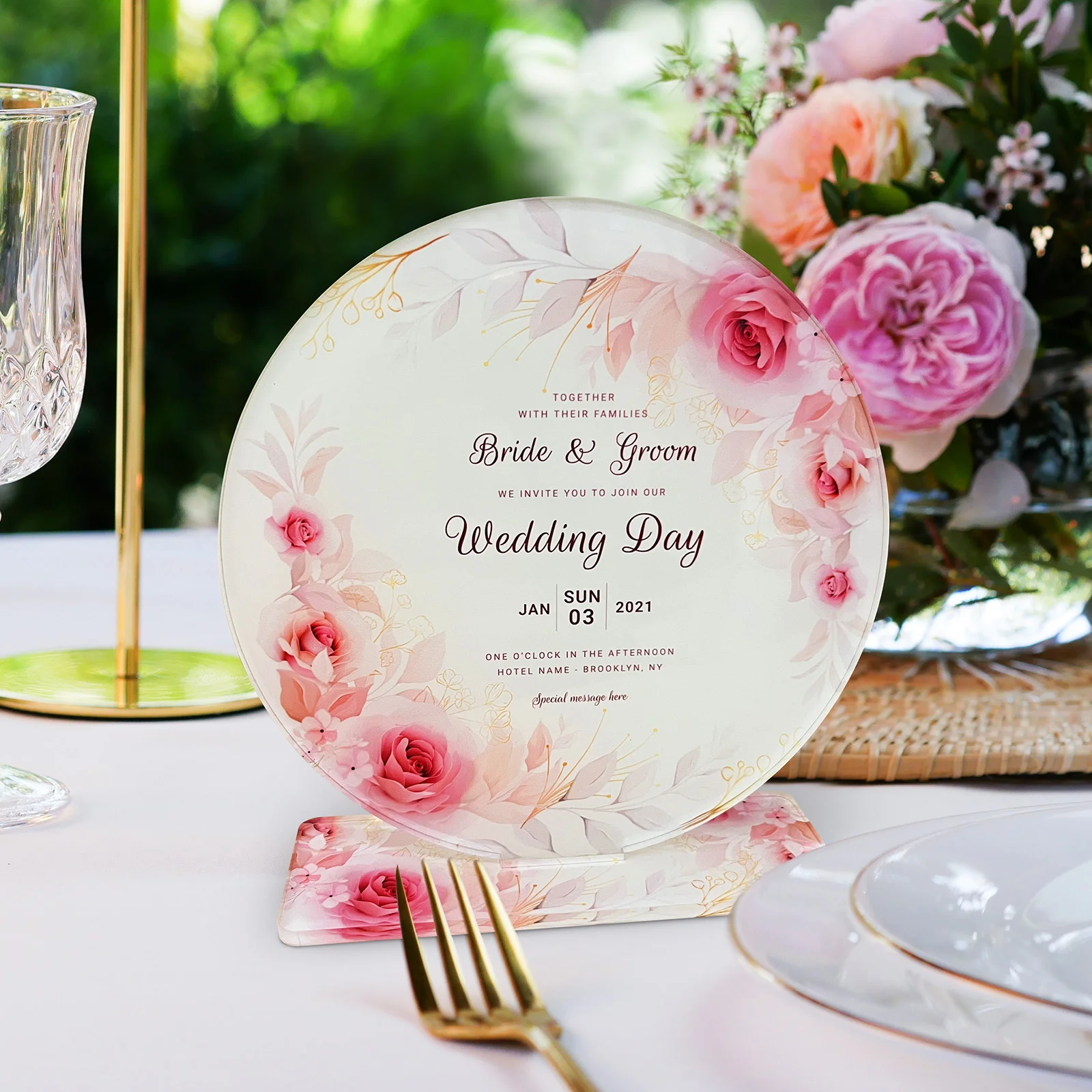 Sublimation Wedding Gift Table Sign (Acrylic Round, 15.6*15*0.4cm) thumbnail 4
