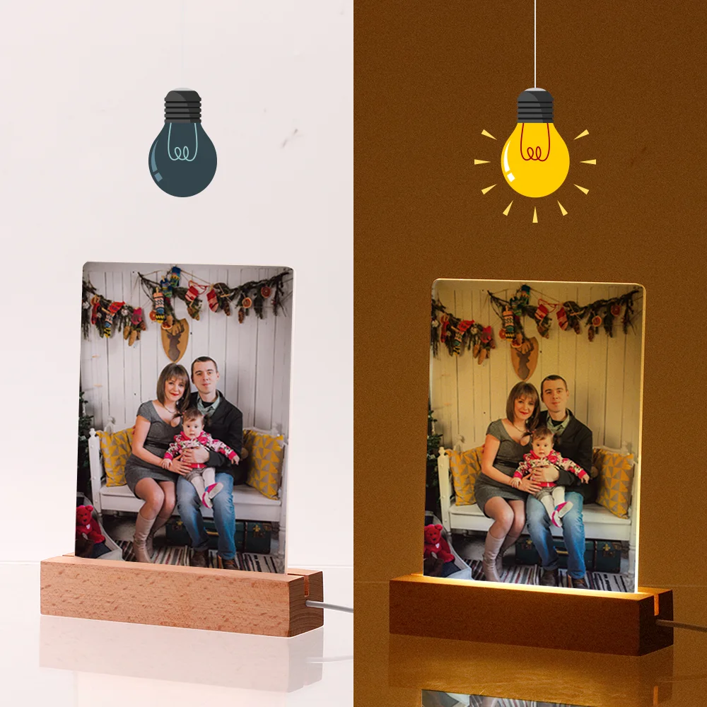 Sublimation LED Acrylic Photo Frames Night Lights Blanks(Rectangular, 5x7 inch)