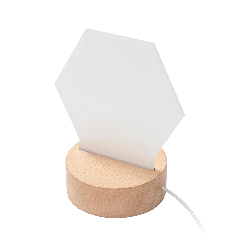 Sublimation LED Acrylic Photo Frames Night Lights Blanks (Hexagon, 14x15x0.4cm)