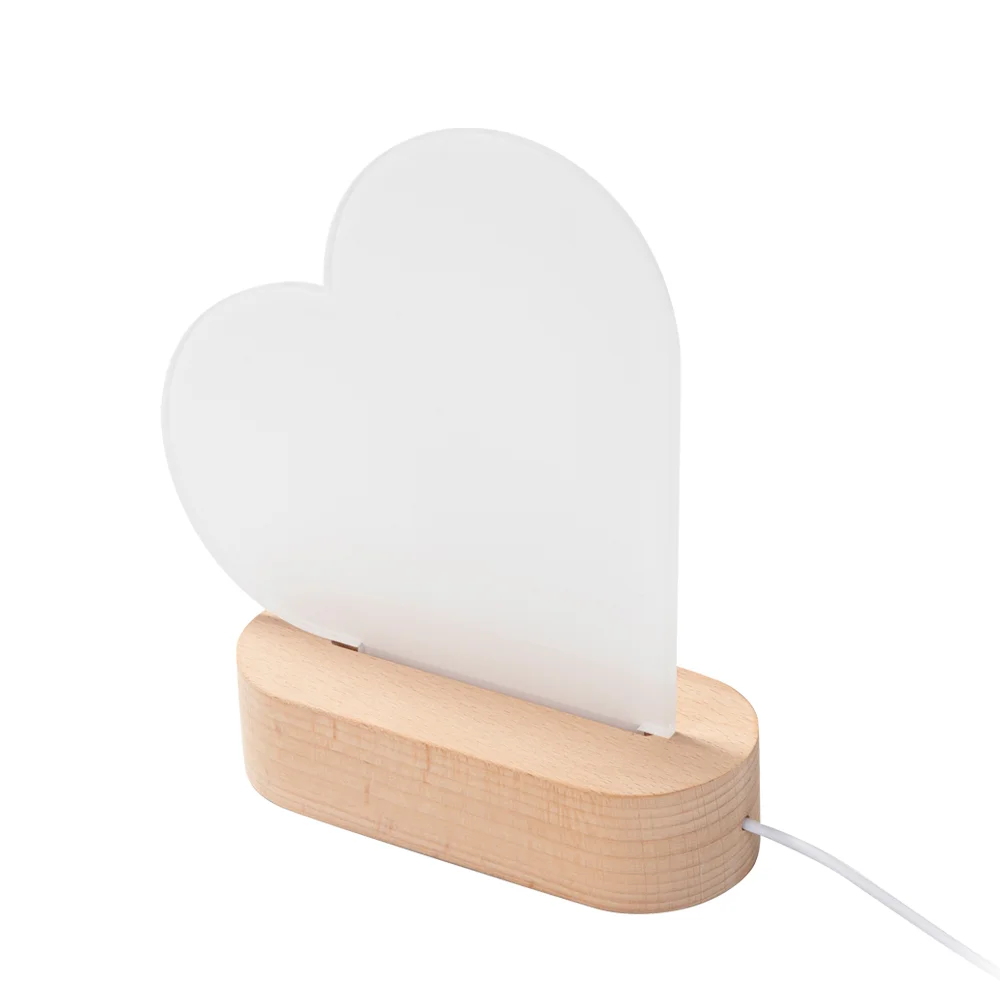 Sublimation LED Acrylic Photo Frames Night Lights Blanks(Heart Shape, 15x15x0.4cm)