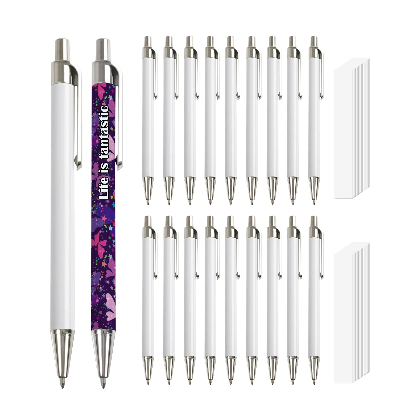 Sublimation White Ballpoint Pen with Shrink Wrap (Silver) thumbnail 3