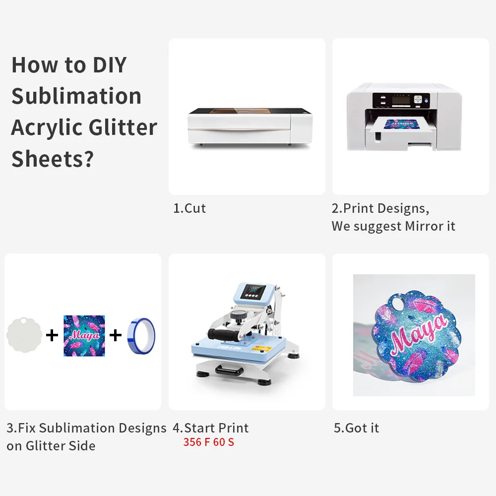 Sublimation Glitter Acrylic Blank Sheet White 12x12 inch/30.5x30.5x0.4cm thumbnail 6
