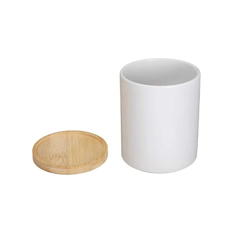 11oz Sublimation Ceramic Garden Planter Pot with Bamboo Base thumbnail 5