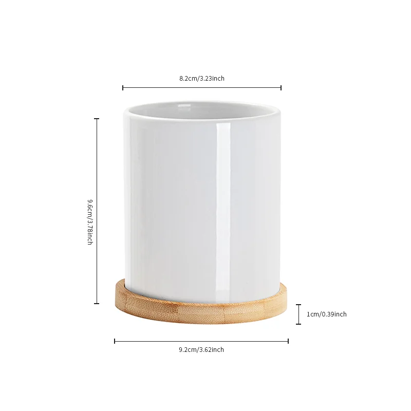 11oz Sublimation Ceramic Garden Planter Pot with Bamboo Base thumbnail 6