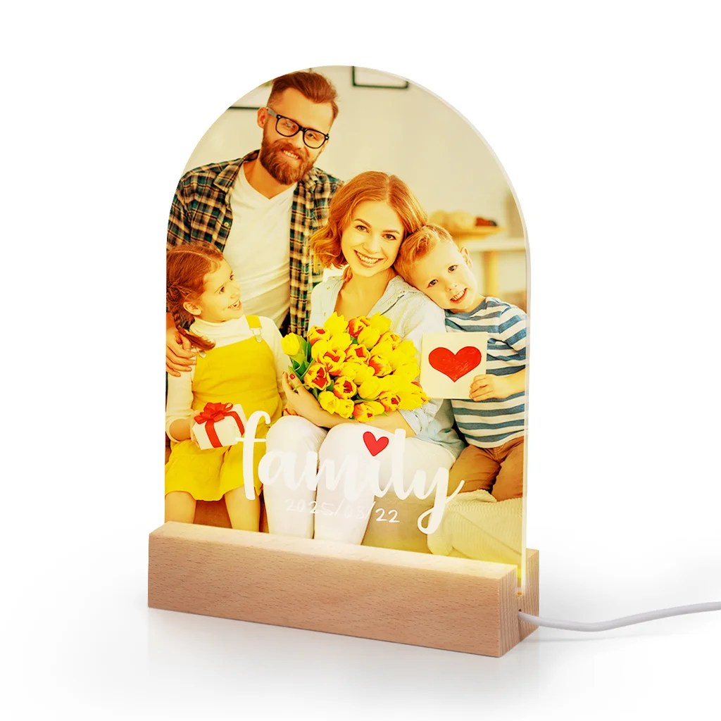 Sublimation Acrylic Photo Frame with LED Wood Base (Arch, 6x8 inch) thumbnail 3