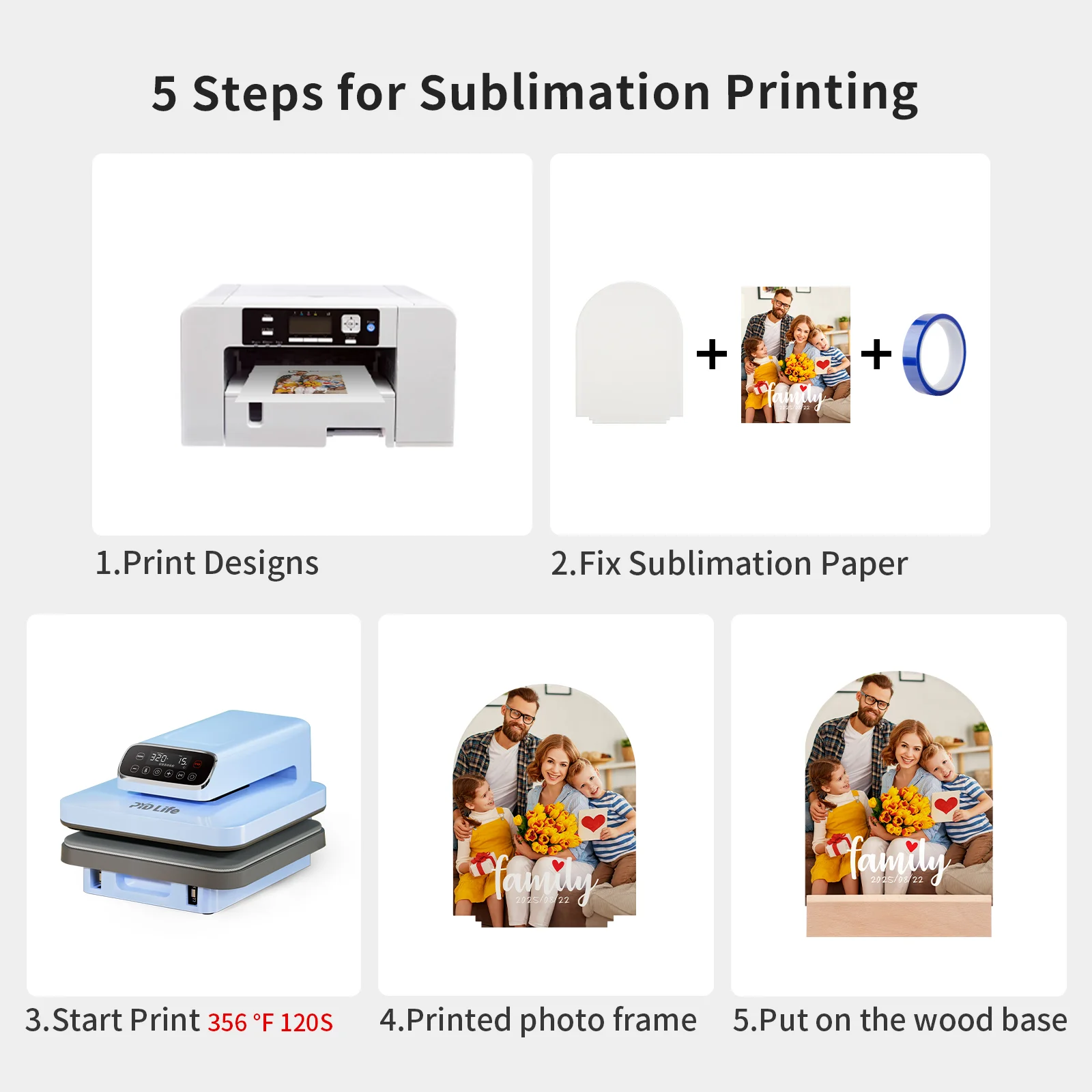 Sublimation Acrylic Photo Frame with LED Wood Base (Arch, 6x8 inch) thumbnail 7