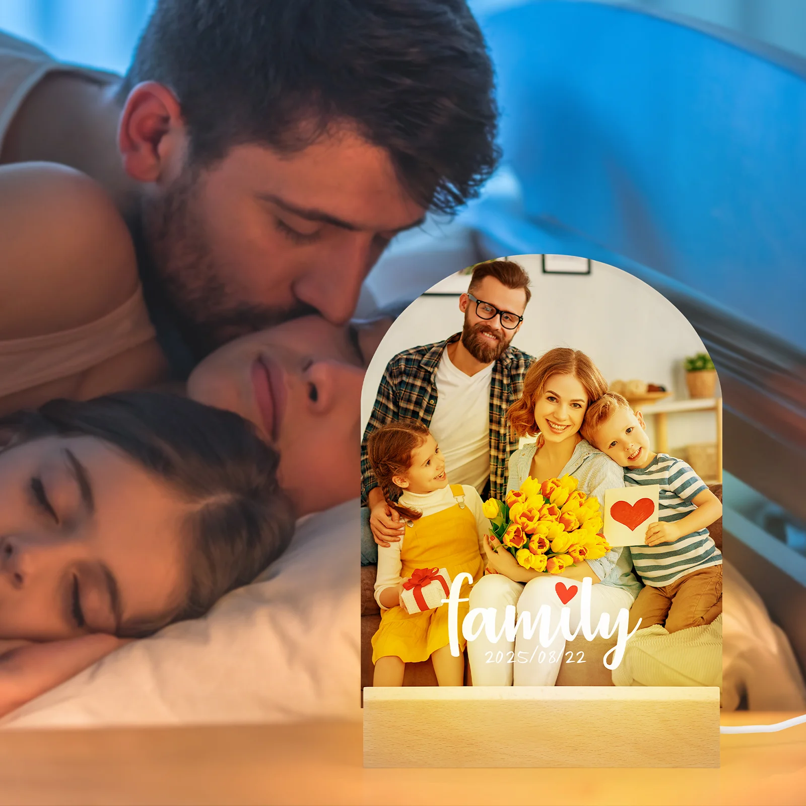 Sublimation Acrylic Photo Frame with LED Wood Base (Arch, 6x8 inch) thumbnail 8