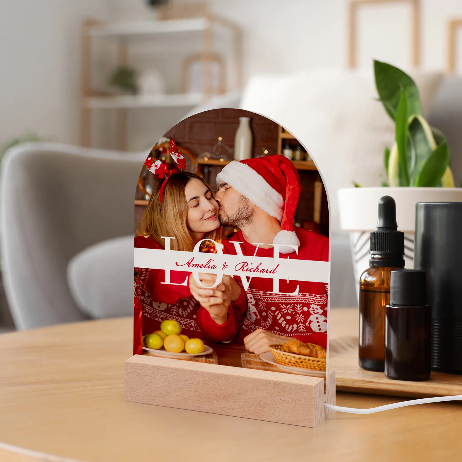 Sublimation Acrylic Photo Frame with LED Wood Base (Arch, 6x8 inch) thumbnail 9